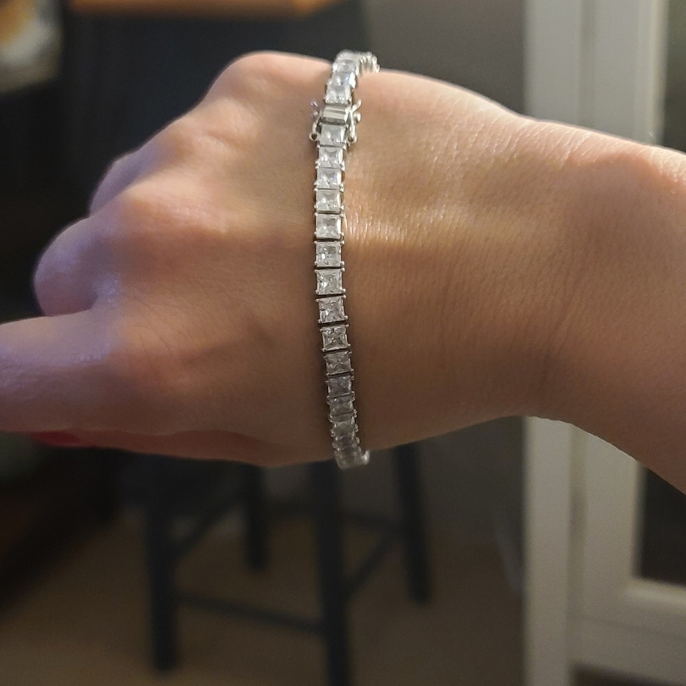 QVC 4mm Princess prong Set Diomonique .925 Bracelet (large) - Picture 7 of 7